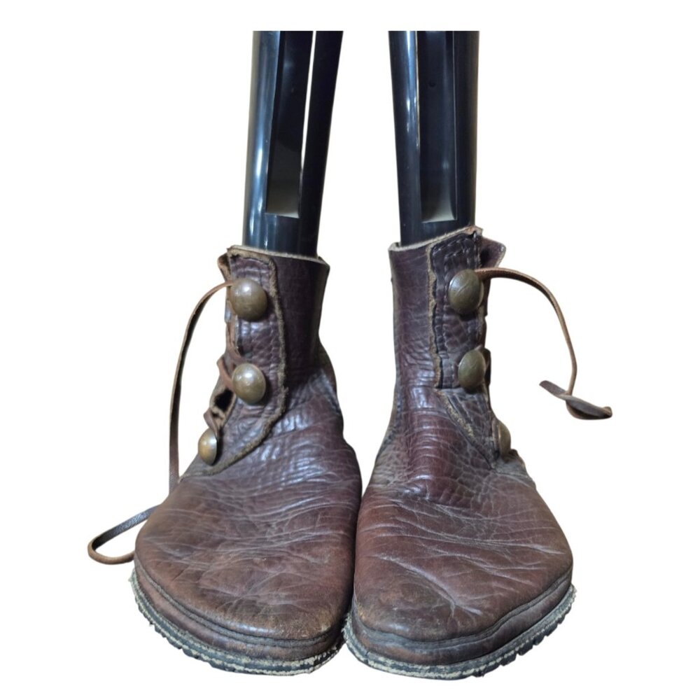 Vintage Unisex All Leather Native American Coin Laced Boots